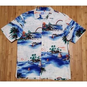 Vintage RJC Hawaiian Shirt Mens Sz M Short Sleeve Button-Up Summer Islands Ocean